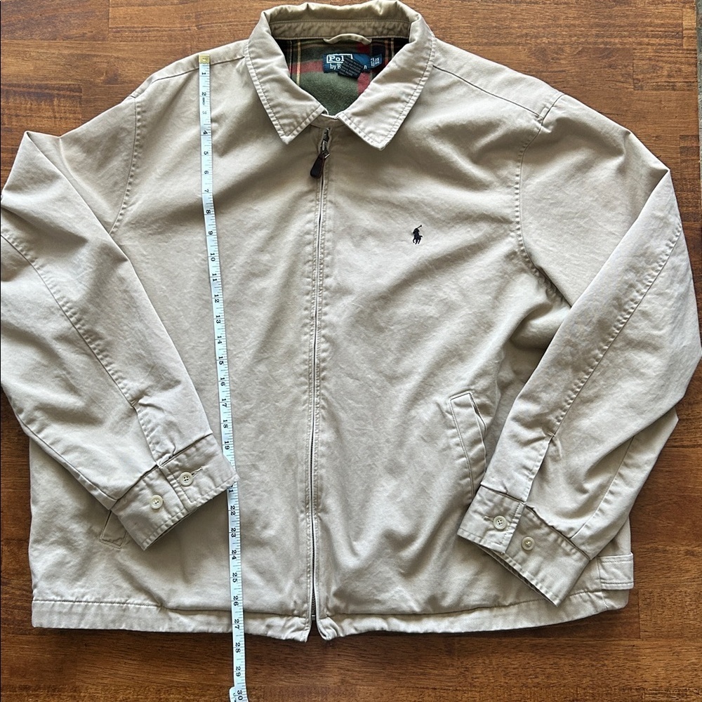 Polo Ralph Lauren Khaki Jacket Men’s 2XL Zip-Up Preppy Casual Plaid Lining - Picture 3 of 12